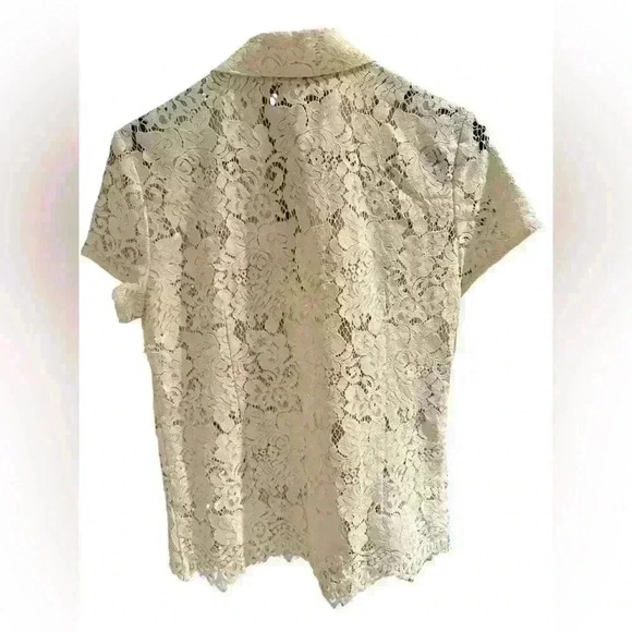 Charter club lace button up blouse off white size 8 - Picture 2 of 4